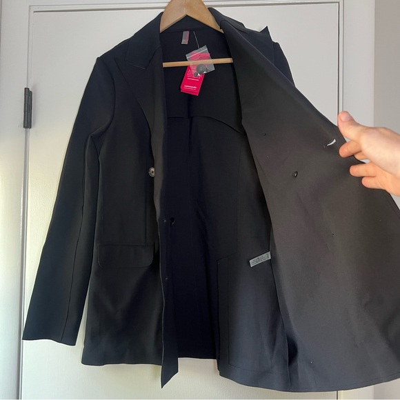 New! COMMANDO Lux Anti Wrinkle Neoprene CEO Double Breasted Blazer Black Small - Picture 8 of 15